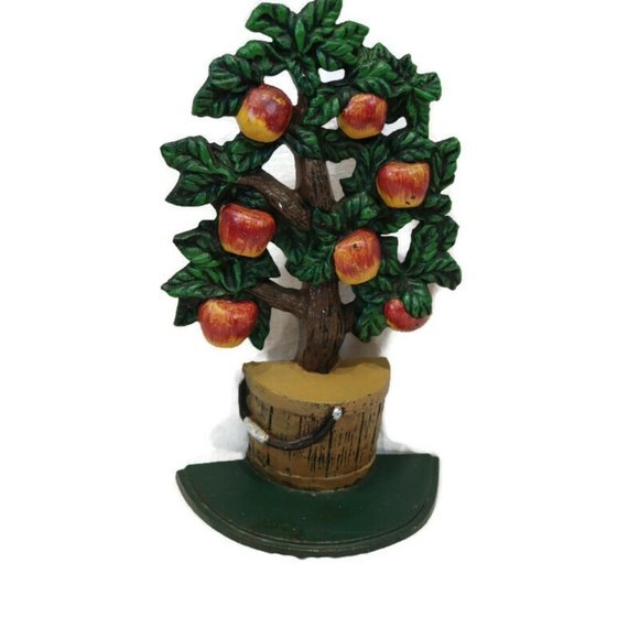 Vintage Cast Iron Apple Tree Doorstop Rustic Farmhouse Decor 12" Tall - Picture 2 of 14